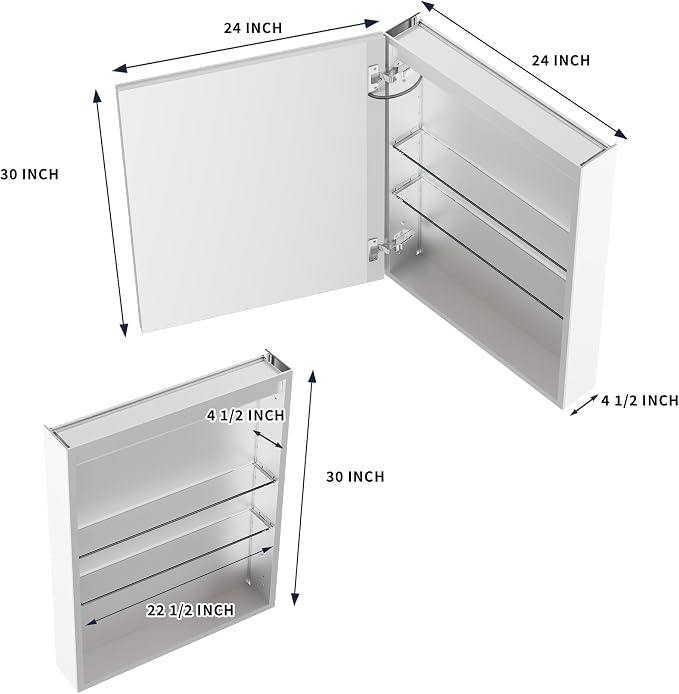 LED Medicine Cabinet Mirror for Bathroom, 24x30 Medicine Cabinet - Image 2