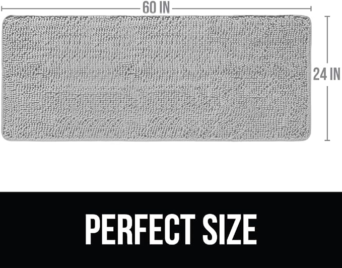 KANGAROO Bathroom Rugs, Chenille Soft Absorbent Bath Rug, Shaggy Shower Mat - Image 2