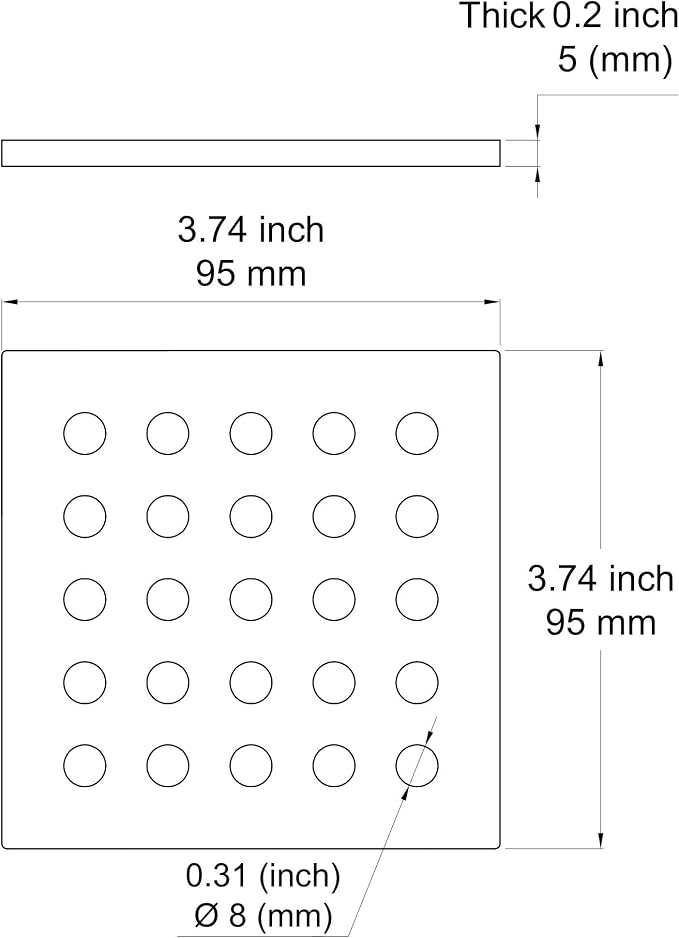3.75 INCH Square Shower Drain Cover 95MM Floor Drain Grille - Image 3