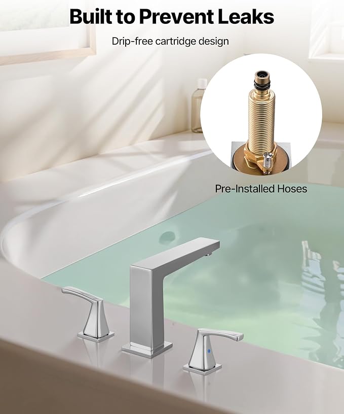 VEVOR Roman Tub Faucet, 3 Hole Waterfall Bathtub Faucet, Bath Tubs Faucets Set - Image 5
