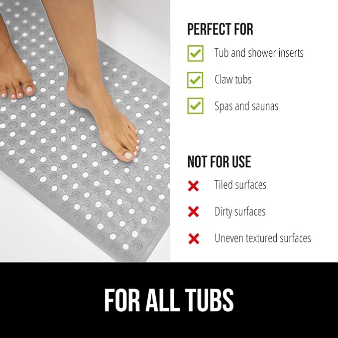 GORILLA GRIP Patented Bath Tub Shower Mat, Machine Washable Bathtub Floor Liner - Image 6