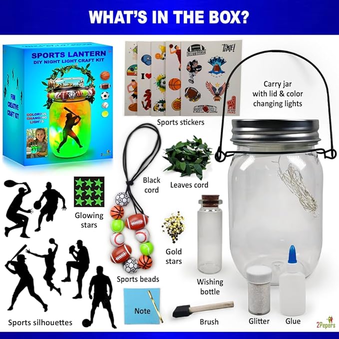 Make Your Own Sports Night Light Lantern Jar Arts & Crafts - Image 3
