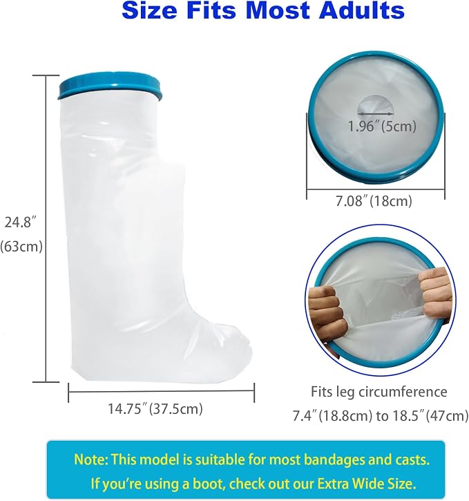 100% Waterproof Leg Cast Cover for Showering, Reusable Adult Short Leg Cast - Image 4
