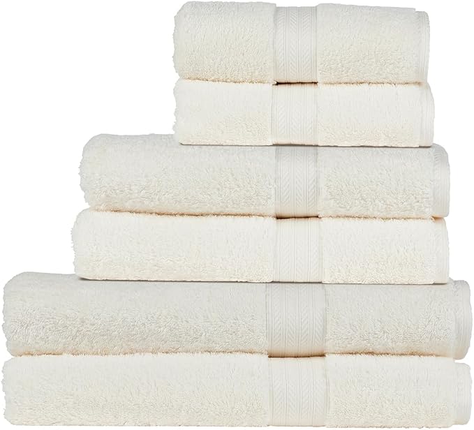 Christy Renaissance 6 Piece Cream Towel Set | 100% Egyptian Cotton | Luxury by Christy