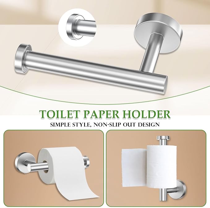 10-Piece Towel Bar Set Brushed Nickel Bathroom Hardware Accessories Set - Image 4