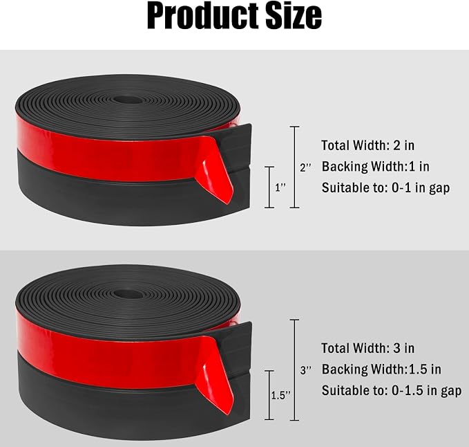 Wide Silicone Weather Stripping, 3 inch x 20 Ft Door Draft Stopper, Silicone - Image 2