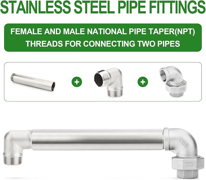 TAISHER 1PCS Stainless Steel Pipe Fittings, 1-1/2" NPT Male x 1-1/2" NPT Female - Image 6