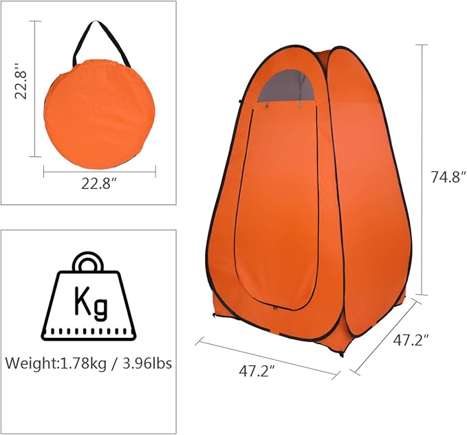 Pop Up Privacy Shower Tent, Portable Outdoor Bathroom Toilet Changing Dressing - Image 3