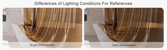AmazerBath Shower Curtain Liner, EVA Clear Orange-Brown Heavy Duty Shower - Image 2