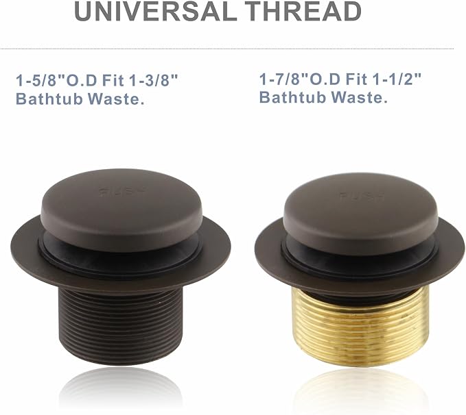 Bronze Tub Drain Tip-Toe Tub Trim Set Conversion Kit Assembly, Hidrop Bathtub - Image 3