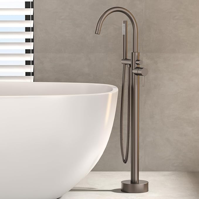 Freestanding Bathtub FaucetFloor Mount Bathtub Filler Shower Mixer Faucet - Image 8