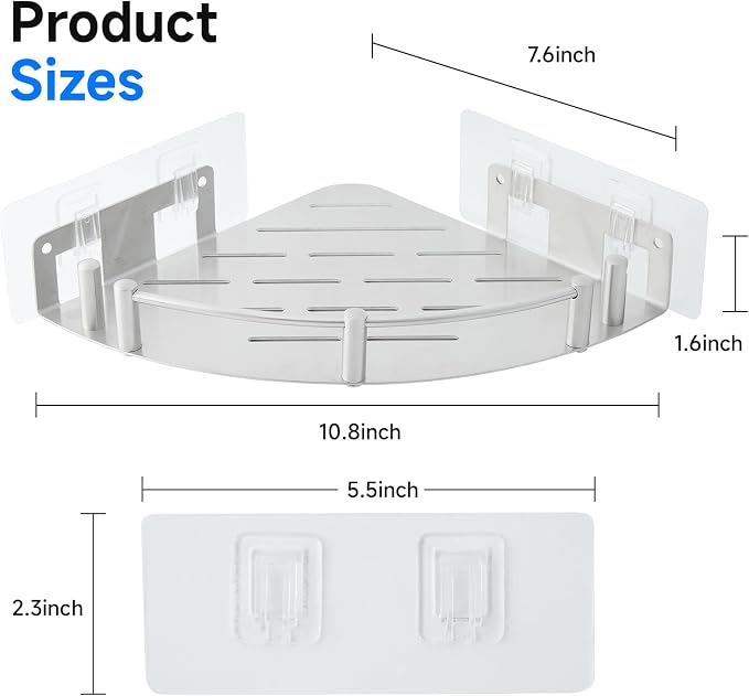 Bathroom Corner Shelf, 304 Stainless Steel, Integrated molding, High Weight - Image 2