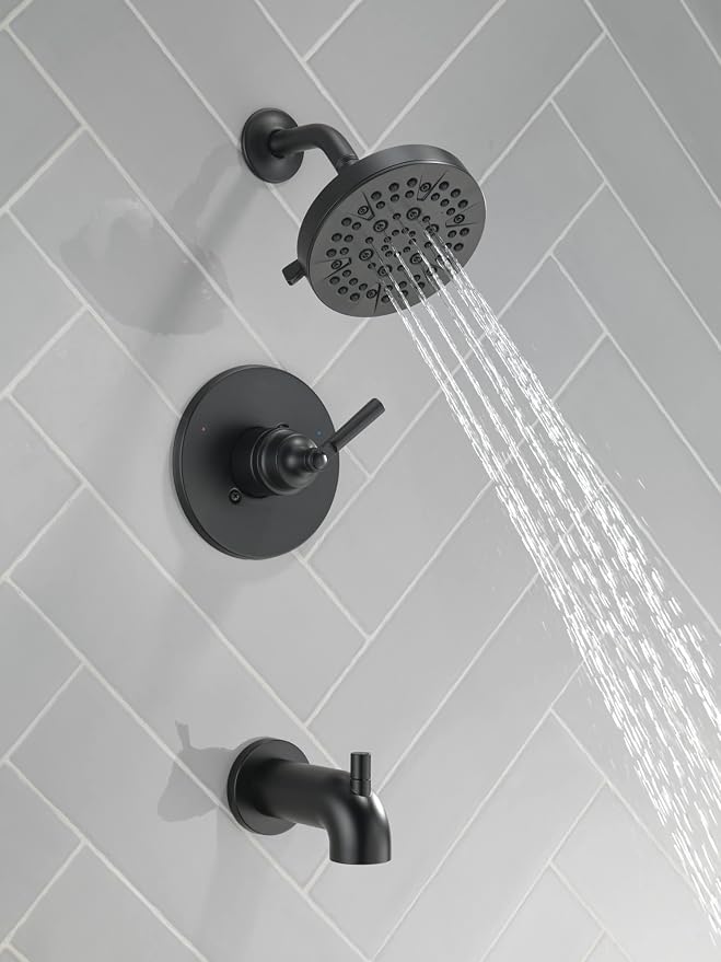 Delta Faucet Saylor 14 Series Black Tub and Shower Faucet Combo, Bathtub and - Image 2