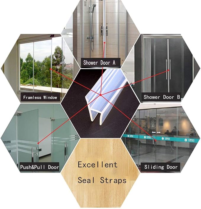 Shower Glass Door Seal Strip, 120 Inch Silicone Soft Shower Door Sweep to Stop - Image 5