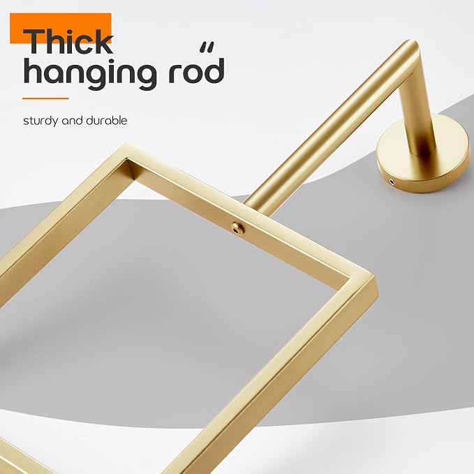 Towel Rings for Bathroom Wall Mounted Vertical Towel Rack Brushed Gold - Image 7