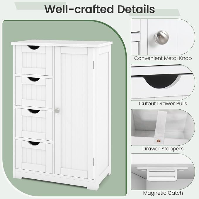 Tangkula Bathroom Floor Cabinet, Freestanding Storage Cabinet - Image 8