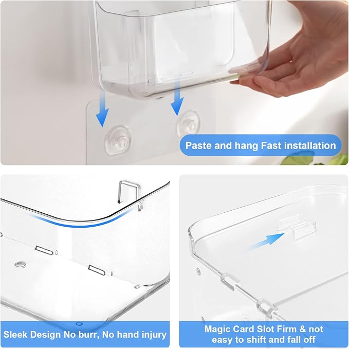 Diesisa 2pc Acrylic Wall Mount Organizer, Adhesive Clear Cabinet Door Organizer - Image 5