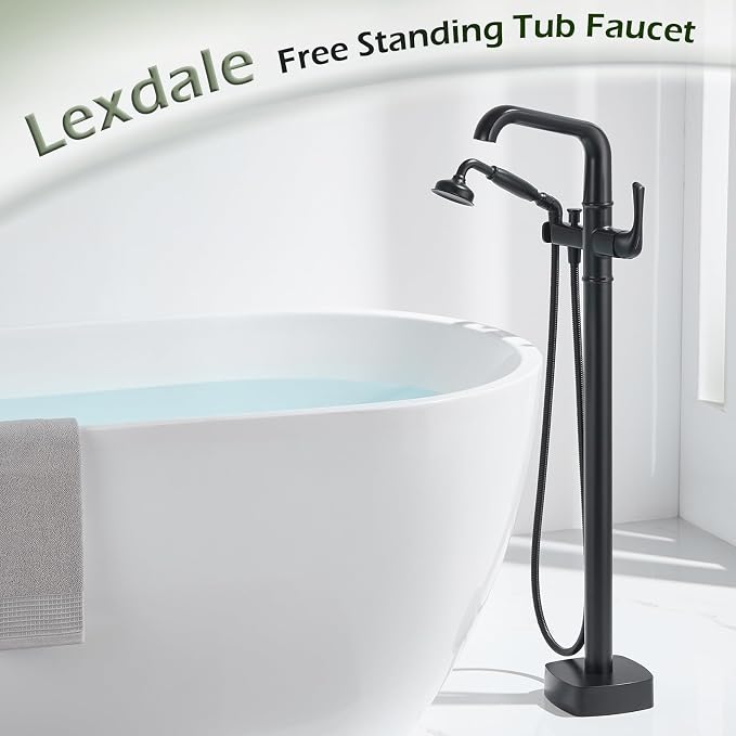 Luxury Free Standing Tub Faucet, Classic Brass Freestanding Bathtub Faucet - Image 2