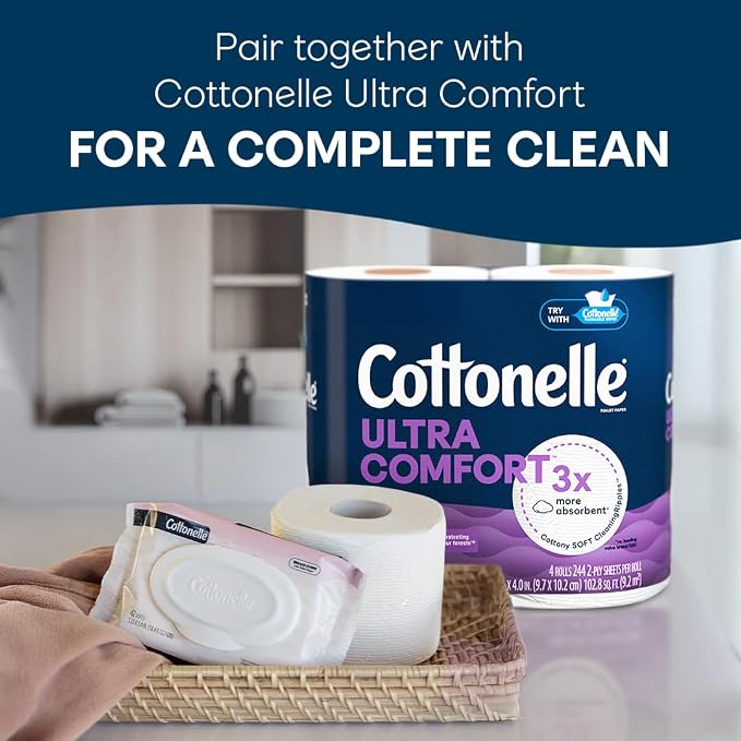 Cottonelle Fragrance Free Flushable Wet Wipes, Adult Wet Wipes, 2 Flip-Top Packs - Image 6