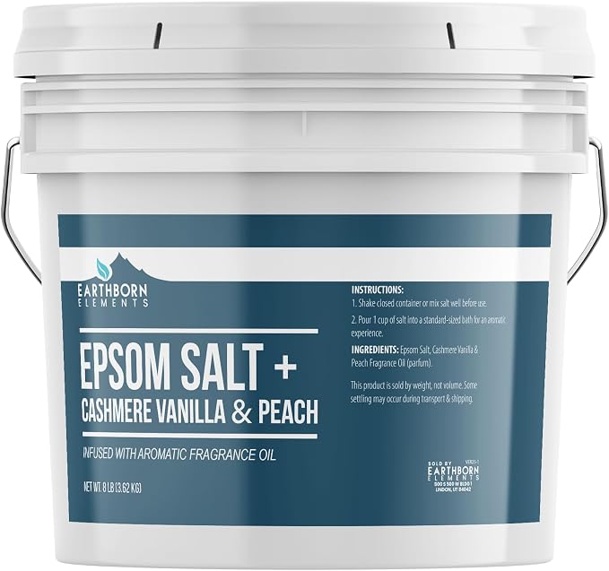 Earthborn Elements Cashmere Vanilla & Peach Epsom Salt 8 lb, One Gallon Bucket by EarthbornElements