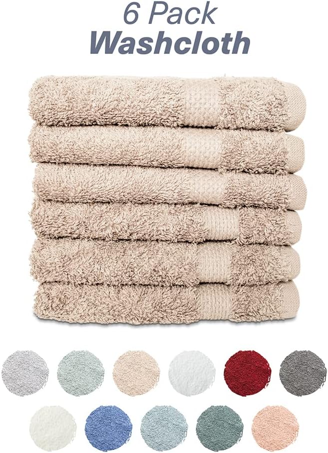 Hencely Premium 6-Pack Washcloths 12x12 Inches Soft Turkish Cotton High - Image 4