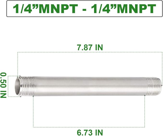 TAISHER 2PCS Stainless Steel Pipe Fittings, 1/4" NPT x 1/4" NPT Male Threaded - Image 4