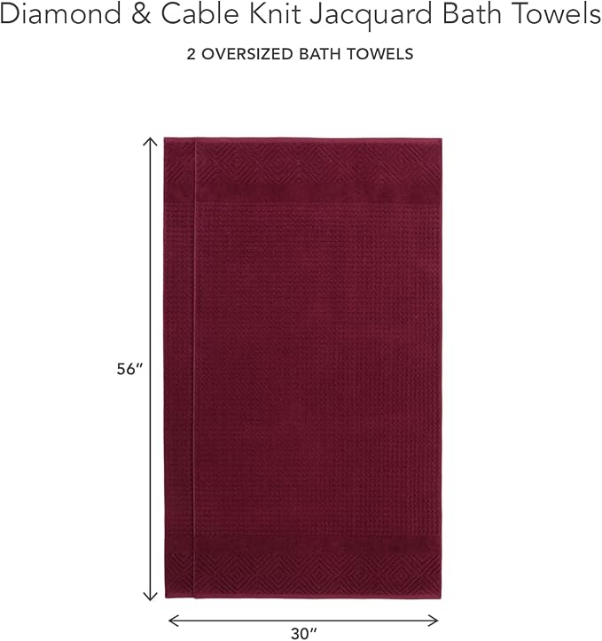 Texere 100% Organic Cotton Diamond Jacquard 700 GSM Luxury Bath Towel Sets - Image 6