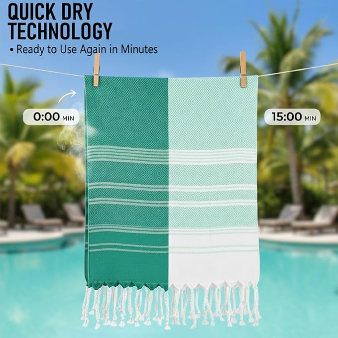 6 Pack Cotton Turkish Beach Towel Lightweight Thin Travel Vacation Essentials - Image 6