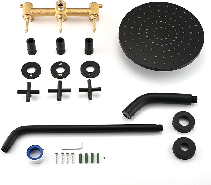 PROOX 3 Handle Tub Shower Faucet Set, Matte Black Bathtub Shower Faucets - Image 8