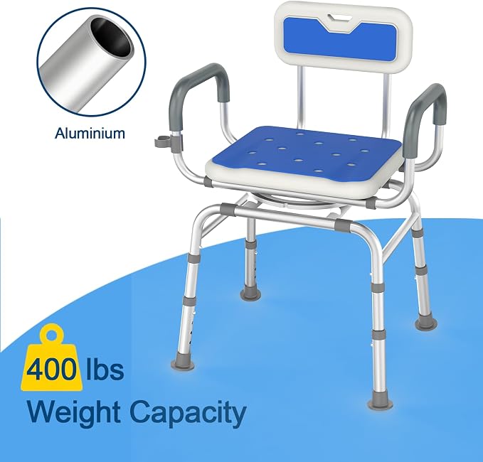 360 ° Swivel Shower Chair, Portable Rotating Shower Seat - Image 3