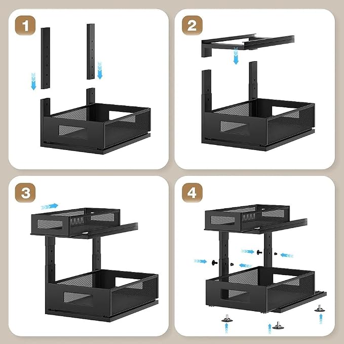 1 Pack 10.8"-14.9" H Under Sink Organizers and Storage Height Adjustable - Image 5