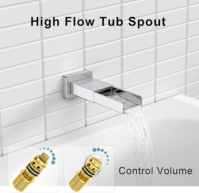 SR SUN RISE 12 Inches All Metal Bathtub Faucet Set Shower System - Image 6
