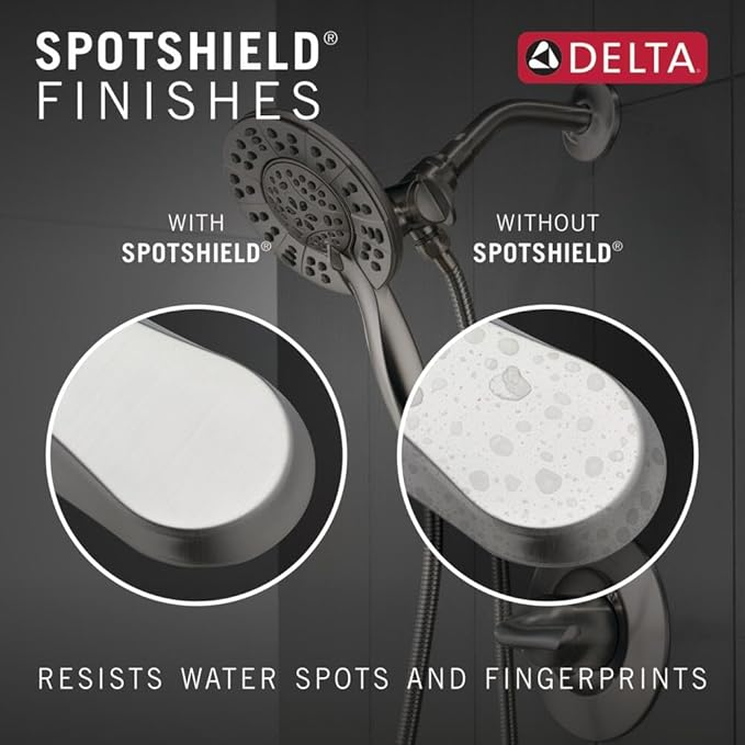 Delta Modern 14 Series Round Rain Shower System Faucet Set, Rainfall Brushed - Image 6