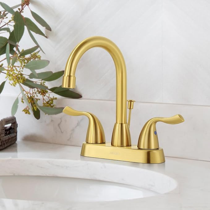 Brushed Gold Bathroom Faucet, ARCORA 4 inch Centerset Bathroom Faucet - Image 3