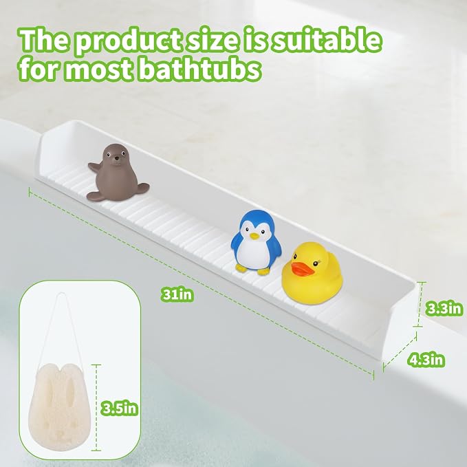 Splash Guard for Bathtub Kids, 2.62Ft Longer Silicone Bathtub Water Guards Play - Image 2