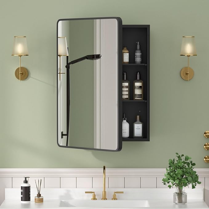 20×28 Black Medicine Cabinet by Unknown