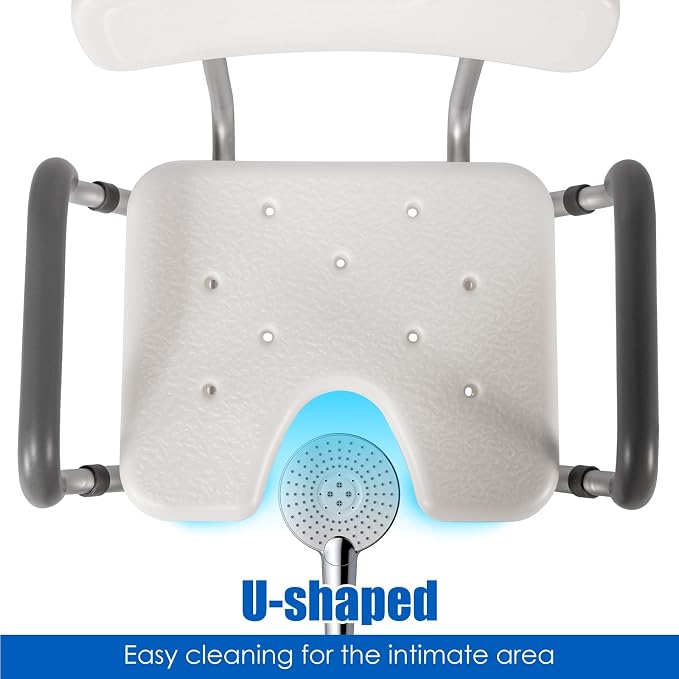 Shower Chair with Arms and Back Heavy Duty 330lbs, Shower Seat - Image 3