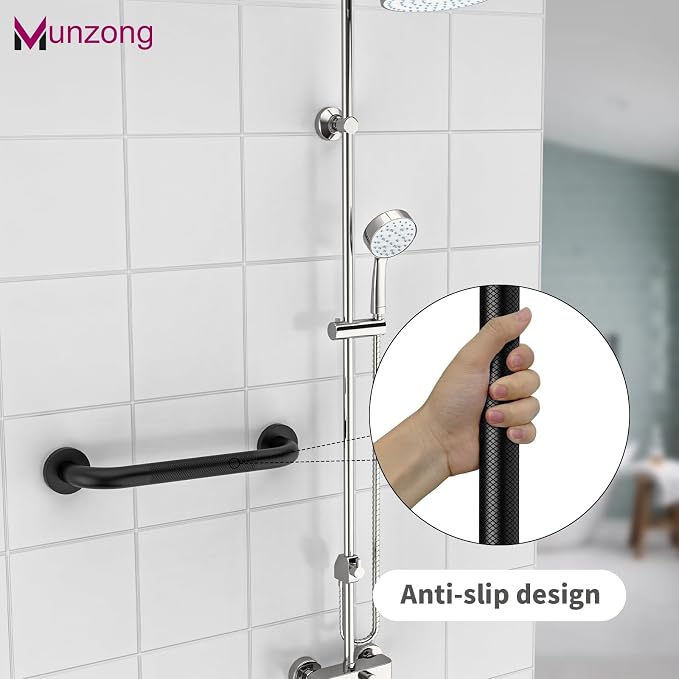 16 Inch Anti Slip Shower Grab Bar, Munzong Oil Rubbed Black Bathroom Grab Bar - Image 2