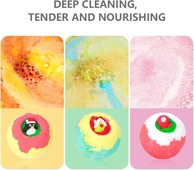 12PCS Christmas Bath Bombs Set, Organic Essential Oil Bath Salt Balls - Image 5