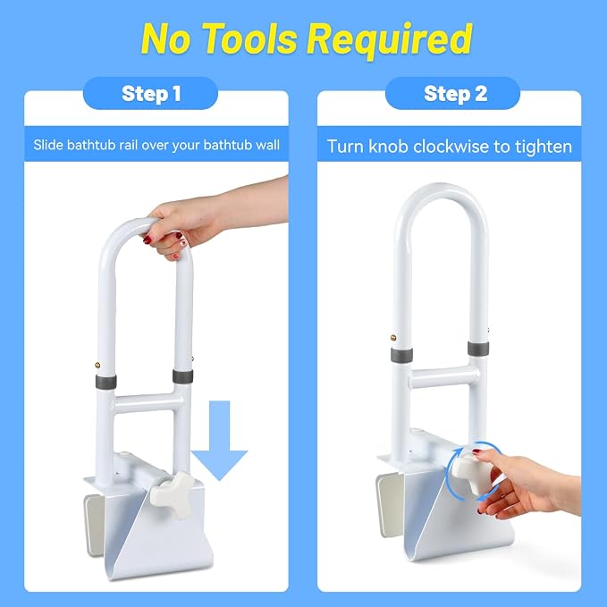Bathtub Grab Bars for Seniors, Tub Handle Grab Bar for Elderly Bath Support - Image 5