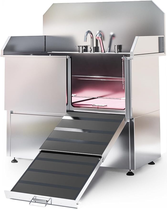 Dog Washing Station – 50 inch Professional 304 Stainless Steel Grooming Tub by Unknown