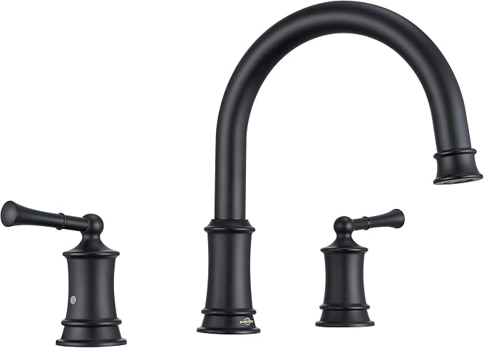 Matte Black Roman Tub Faucet, Antique Bathtub Faucet Set 3 Hole, High Flow Bath by HANGORO
