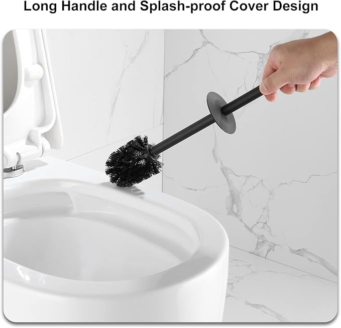 BGL Square Toilet Brush with Holder, Stainless Steel Rubber Painted Toilet Bowl - Image 9