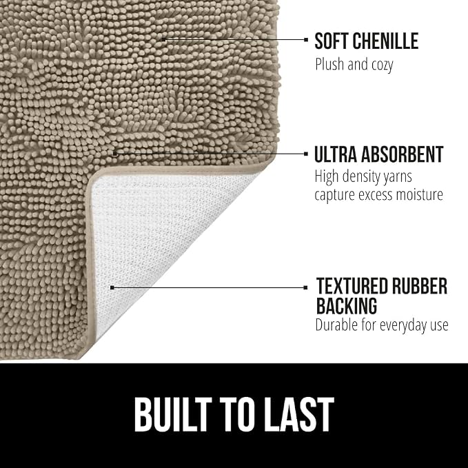 GORILLA GRIP Bathroom Rug Sets, Soft Chenille 2 Piece Area Rugs Set, Toilet - Image 3