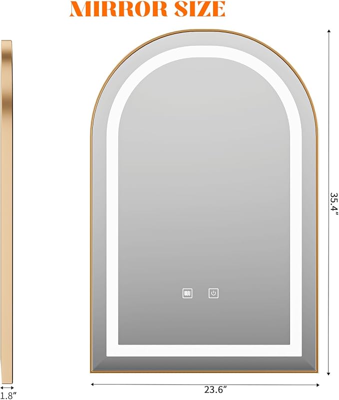 LED Bathroom Mirrors with Lights, 3 Colors Dimmable, Wall Mounted Lighted - Image 4