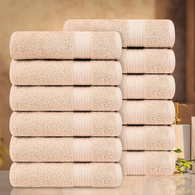 Ample Decor Hand Towel 18 X 28 Inch Pack of 12 600 GSM 100% Cotton, Soft - Image 2
