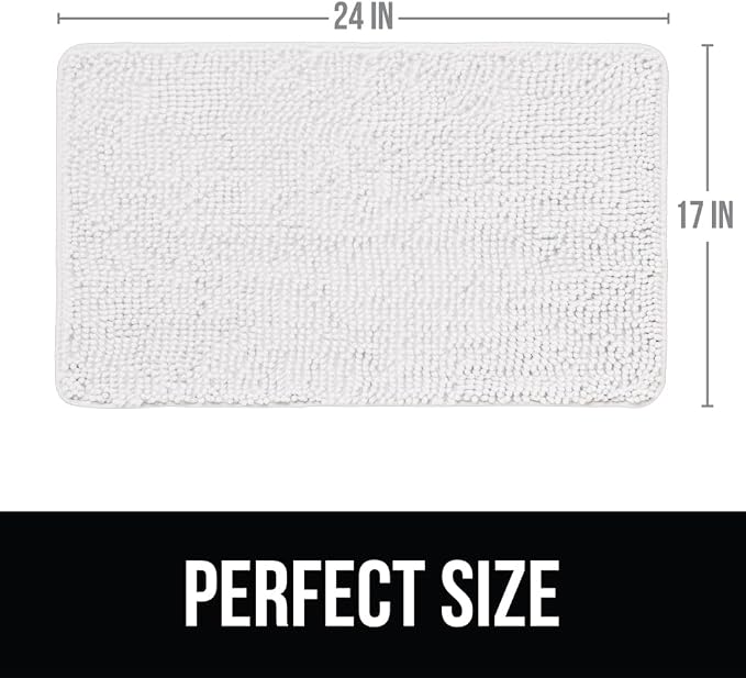 KANGAROO Bathroom Rugs, Chenille Soft Absorbent Bath Rug, Shaggy Shower Mat - Image 2