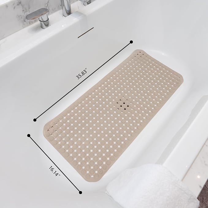 Extra Large Non-Slip Bathtub Mat, 36x17” TPR Shower Mat - Image 3