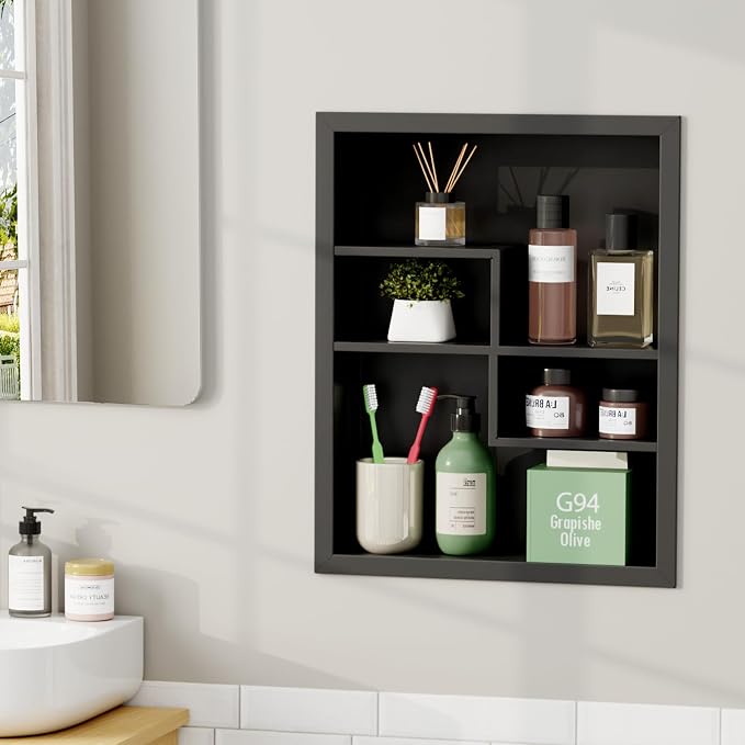 Stainless Steel Recessed Medicine Cabinet 14 * 18, Rust-proof Metal Wall Niche by GIKLUX