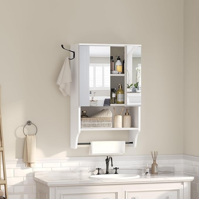 Bathroom Wall Cabinet with Mirror, Medicine Cabinet with 2 Door and Adjustable - Image 2